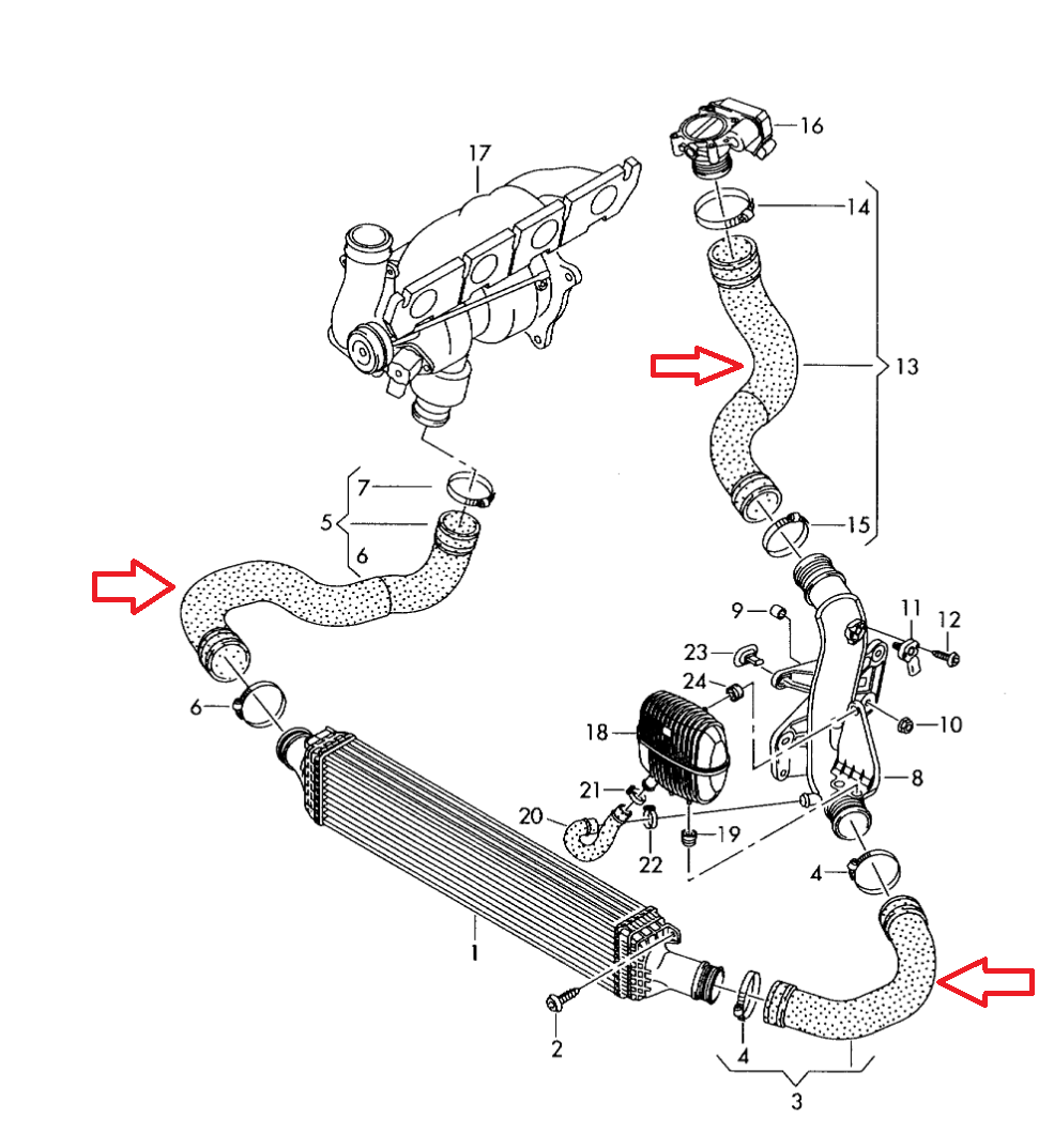 CTS Turbo Intercooler Silicone Hoses Kit Audi B8